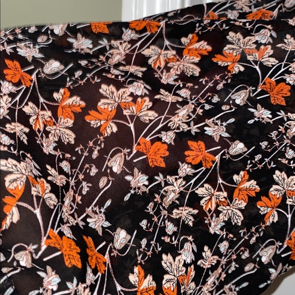 Hayden Los Angeles  Floral Long Sheer Sleeve Dress in Black, tan and orange. NWT - Picture 7 of 7